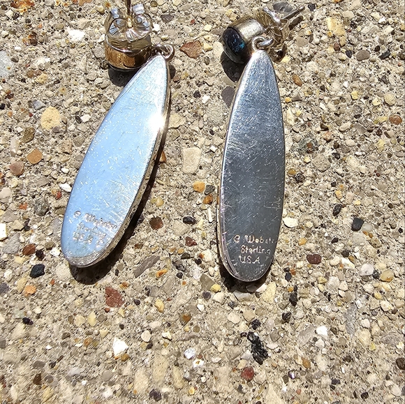 Sterling Silver Navajo Chrysocolla Earrings - Picture 4 of 7